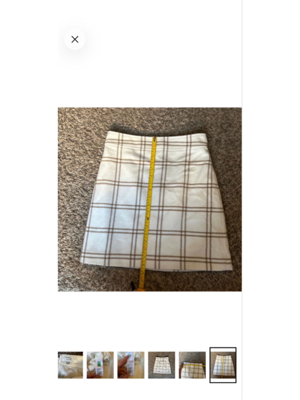 Women's J.Crew Wool Blend Plaid Mini Skirt, Size 4, White and Beige Preppy - Picture 7 of 7